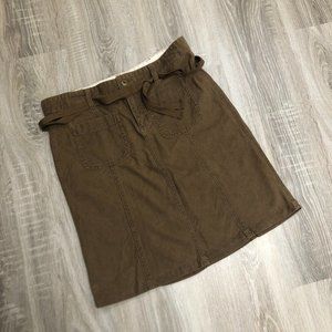 Roxy Corduroy Skirt Brown Size 5 Ribbon Belt